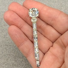 Vintage Crown Trifari Hair Bobby Pin Clear Crystals Silver Tone Bride Prom