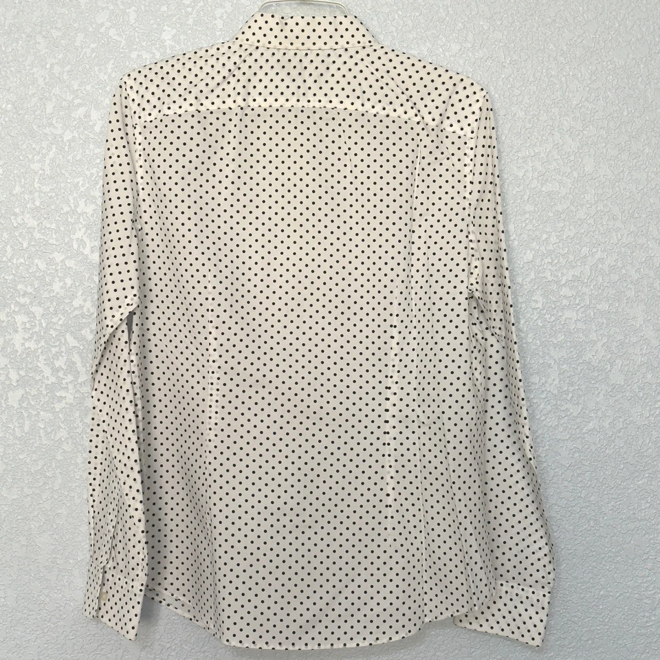 Camisa para mujer Lauren Ralph talla L blanca a lunares sin planchar abotonada negra Foto 2 de 4