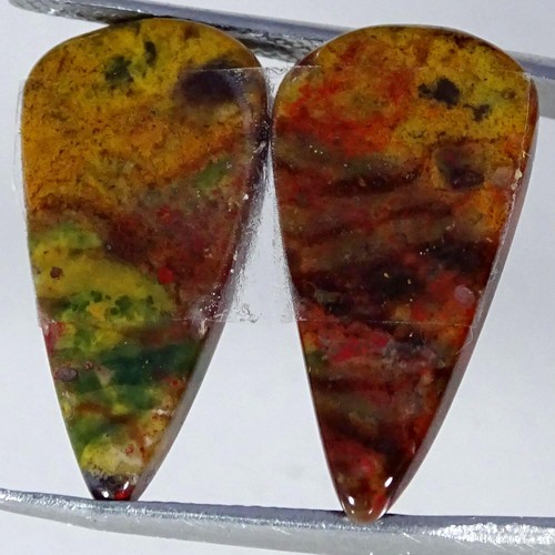 17.70Cts. 100% Natural Blood Stone Pair Pear Gemstone Cabochon 12X23X4MM - Picture 2 of 4