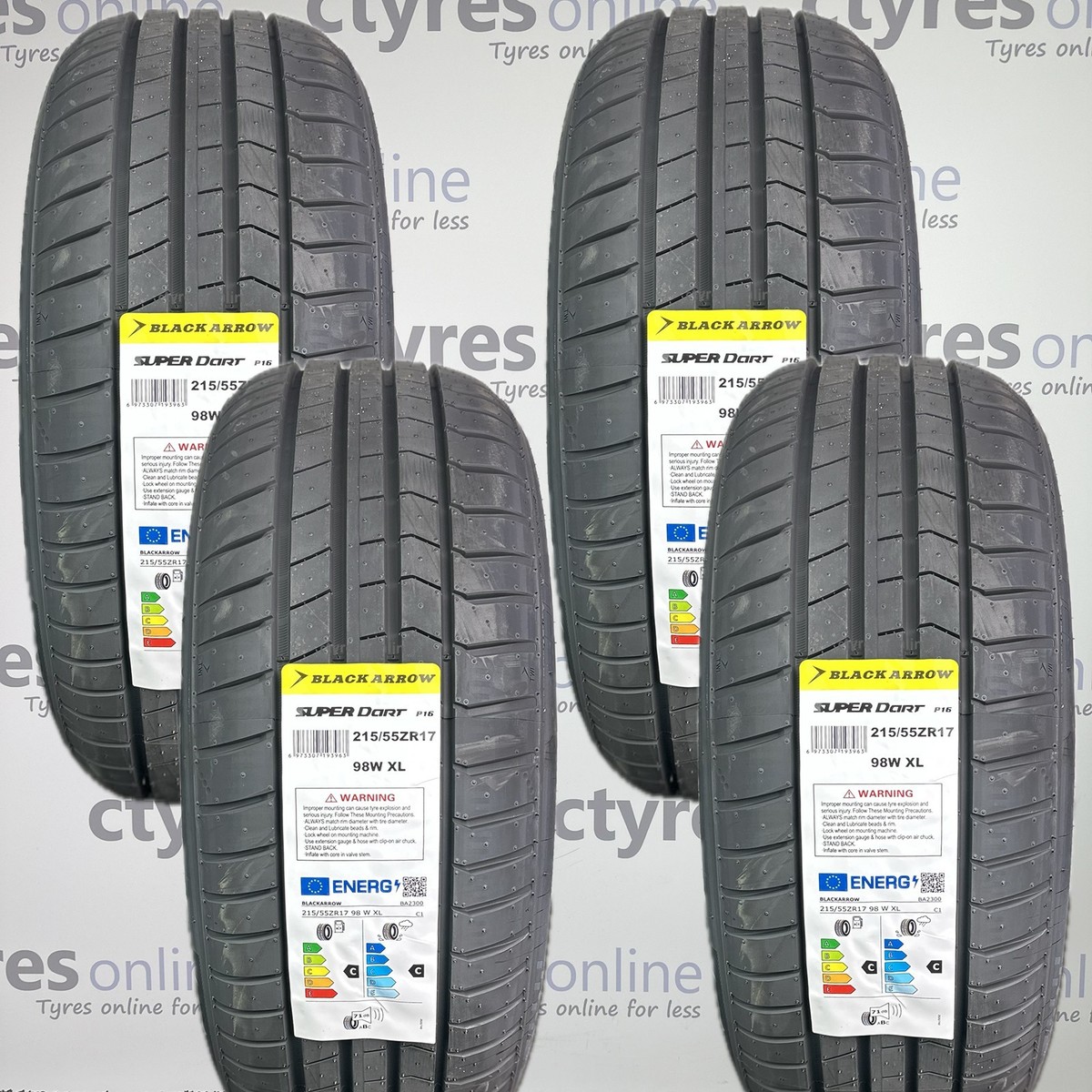 4X New 215 55 17 BLACKARROW 98W XL 2155517 215/55R17 *C/C RATED