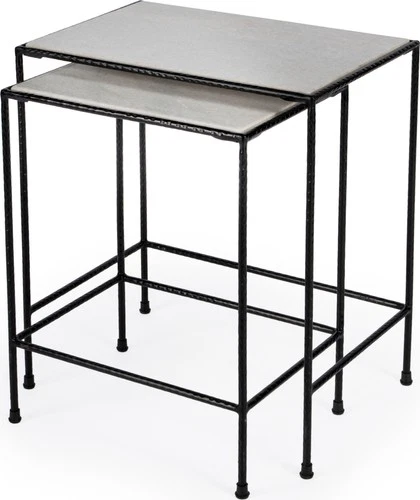 Iron and Marble Nesting Tables by Butler Specialty - Picture 1 of 7