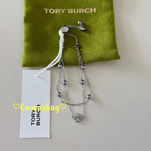 Tory Burch Pearl Double Slider 175488 Tory Silver / Gray Pearl $165 - Picture 9 of 17