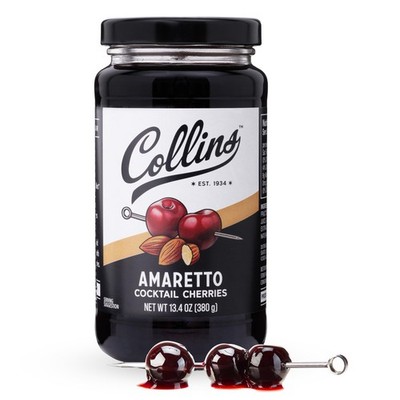 Collins Amaretto Cocktail, Wild Black Cherries in Amaretto-Infused Syrup, Nat...