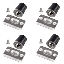 4 Pack Drive-In Ball Catch with Strike Plate for Closet Doors, Satin Nickel