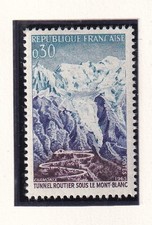 🦬Timbre France N°1454 - Luxe ** - Tunnel sous le Mont Blanc -  MNH** - 1965🦬
