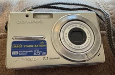 Olympus FE-230 7.1MP Digital Camera Silver 3x Optical Zoom AS-IS Untested