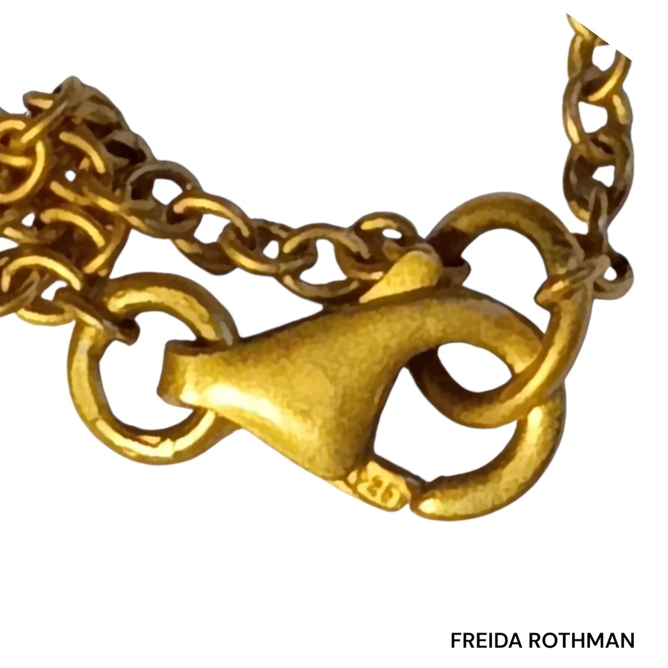 FREIDA ROTHMAN MIRROR STONE SIGNATURE GOLD OVER SILVER QUARTZ PENDANT NECKLACE - Image 3 of 4