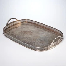 Sheffield EPC Silver Plated Rectangular Gallery Butler Salver Bar Cart Tray 17"