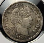 1907 P Barber Dime 90% Silver US Coin Philadelphia Very Fine VF Details R07h2