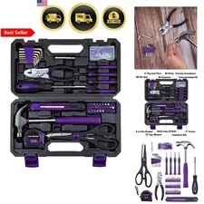 Home Tool Kit 126pcs Household Hand Tools Set with Storage Case Purple