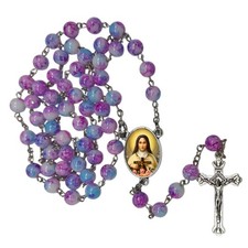 Saint Therese Little Flower Santa Teresita Lavender Rosary with Amethyst Pater