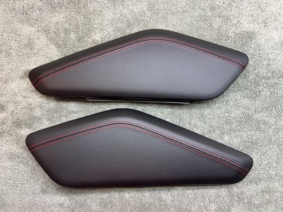 PORSCHE 992 Centre Console Knee Side Panel Trim BLACK Leather CARMINE RED SET
