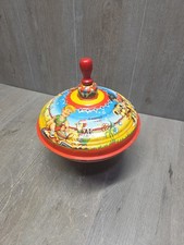 Vintage Ohio Art Kids animalsitho Metal Spinning Tin Top Toy, Works 