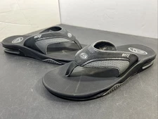 Reef Fanning Bottle Opener Black Leather Flip Flop Thong Sandal Men's US Size 11