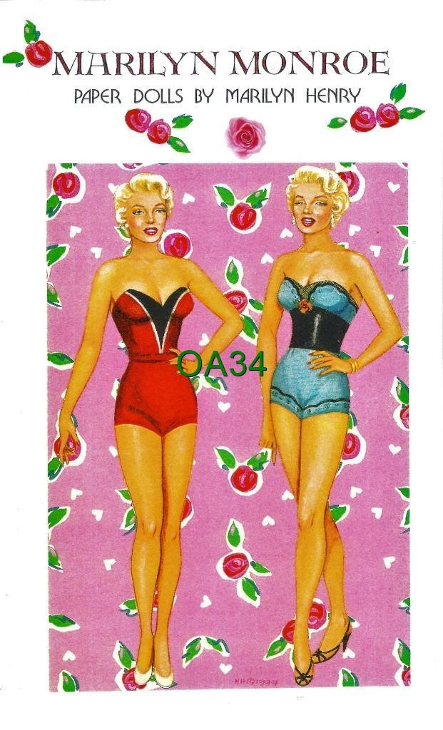 VINTAGE UNCUT MARILYN MONROE PAPER DOLLS~RARE  #1 TOP MARILYN HENRY REPRODUCTION