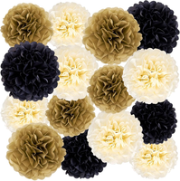 Easy JOY Schwarz Gold Pompoms Deko 15 StüCk Beige Seidenpapier Pompons