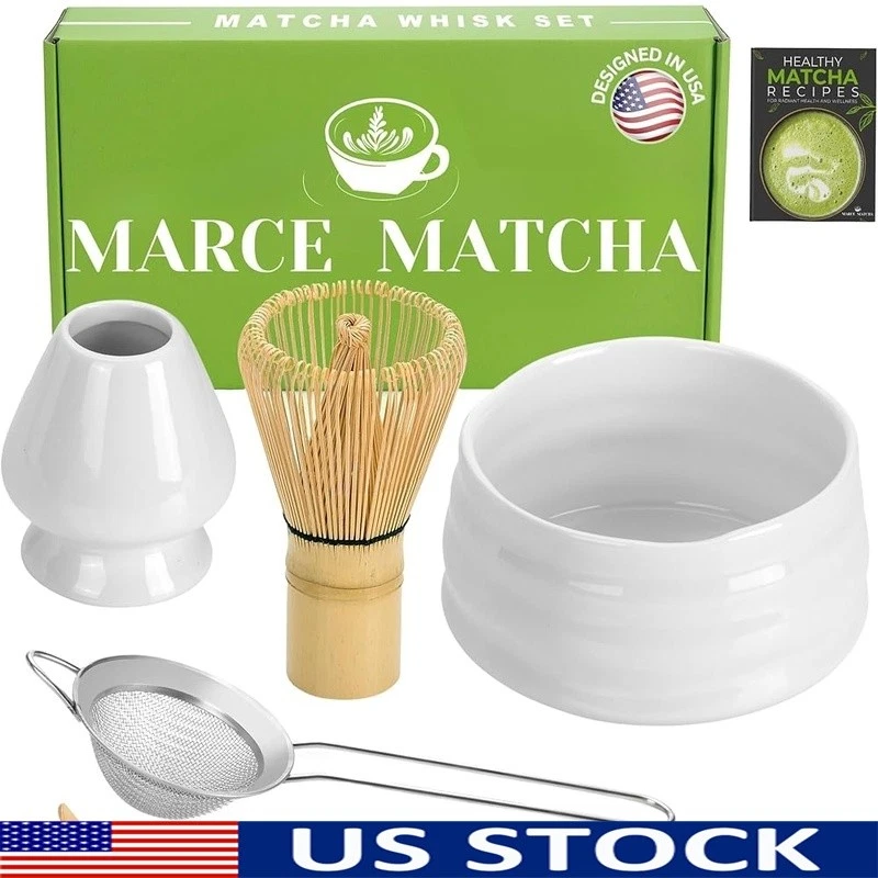 Matcha Whisk Set Bamboo Matcha Bowl Sifter Scoop Holder Traditional Tea Tools US