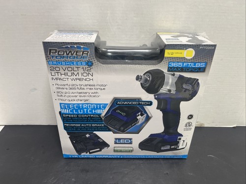 Power Torque PTT0004 20V MAX Brushless 1/2" Cordless Impact Wrench Kit