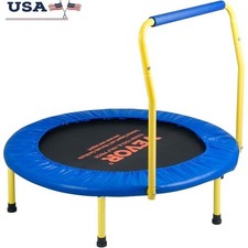 3FT Indoor Outdoor Trampoline Toddlers Foldable Mini W/ Foam Handle Safe Fun Kid