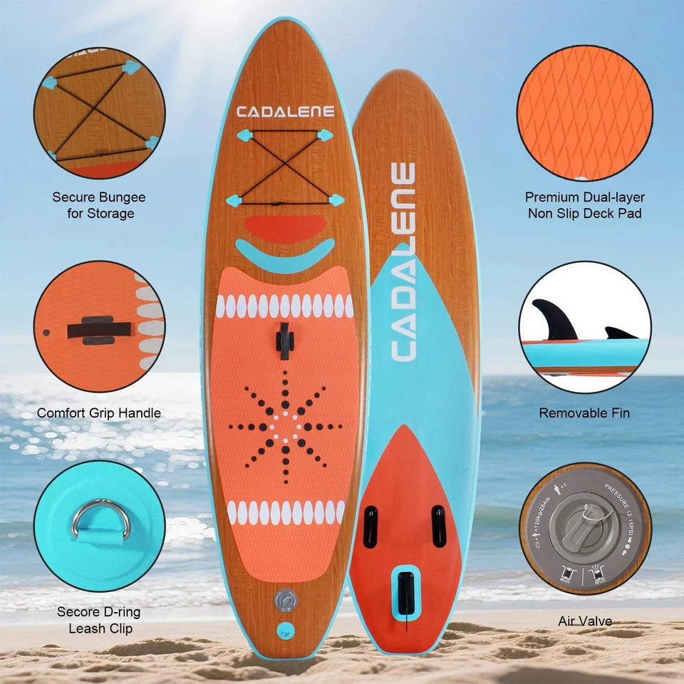 Tabla de remo inflable de pie de 10 pies para yoga pesca tabla de remo SUP ultraligera Foto 2 de 4