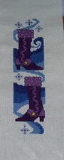 WINTER BOOTS COMPLETED CROSS STITCH