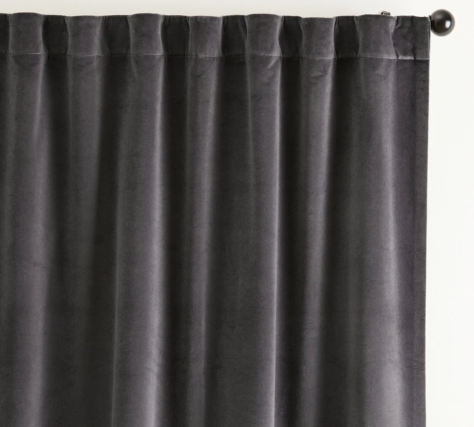 Pottery Barn Velvet Twill Blackout Curtain Drape Panel (1) Washed Black 50x108 - Image 4 of 4