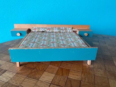 Bett Bodo Hennig 1967  Puppenstube Puppenhaus 1:12 dollhouse bed