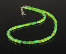 Green Opal Beaded Necklace October Birthstone Ethiopian Opal Necklace Loose Opal