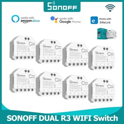 1-10PCS SONOFF DUAL R3/DUAL R3 Lite WiFi MINI Switch With Power Metering 2 Gang