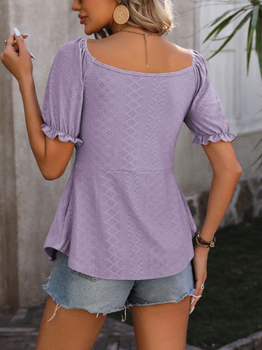 Sexy kurzärmelig einfarbig Damen-T-Shirt Kordelzug Taille - Bild 16 von 30
