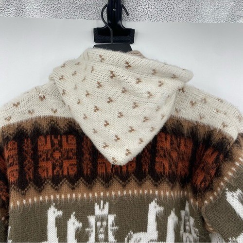 Ruminahui Vintage Jacket Boys 8 Hoodie Fleece Alpaca Zip Up Coat Brown Orange - Picture 6 of 12