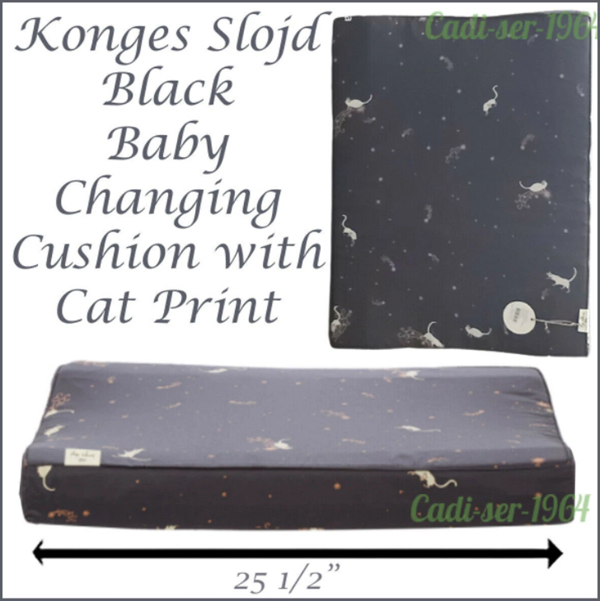 KONGES Baby Changing Mat Cushion 100% Organic Cotton Black with Cat Print SLOJD
Opens in a new windo