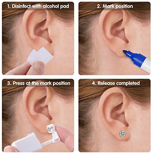 Ear Piercing Kit, 2 Pack Disposable Self Piercing Guns with 5MM Stud Earrings US - Picture 5 of 6