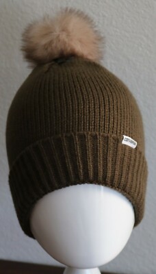Converse Fur Pom knit Womens Beanie Olive One Size 