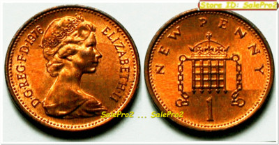 GREAT BRITAIN 1976 QUEEN ELIZABETH II BRITISH RARE UK 1 ONE PENCE COIN UNC