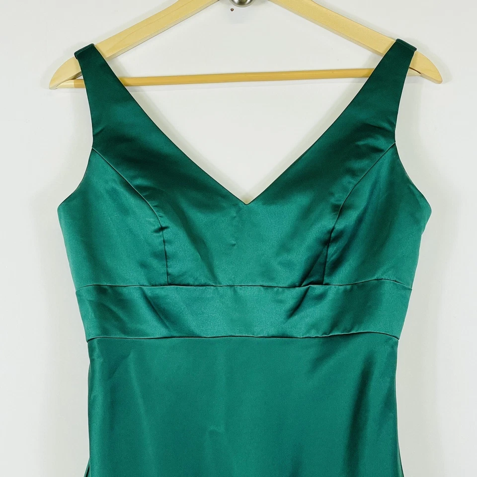 Maxi Vestido Para Mujer Alfred Angelo Verde Dama de honor Satén Sin Mangas 8 Foto 2 de 4