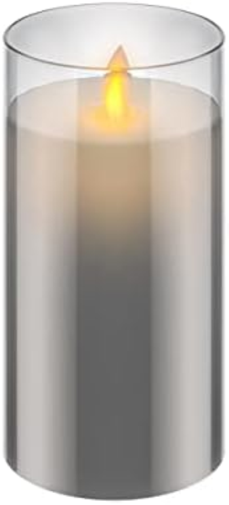 goobay 60372 - Candela a LED in vera cera in vetro, altezza 15 cm, senza fiamma,