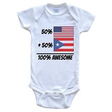 50 American 50 Puerto Rican Equals 100 Awesome Puerto Rico Flag Baby Bodysuit