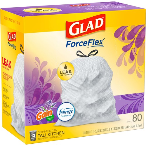 Glad 13 Gallon ForceFlex Trash Bags with Febreze Lavender 80 Count Drawstring - 第 8/9 張圖片