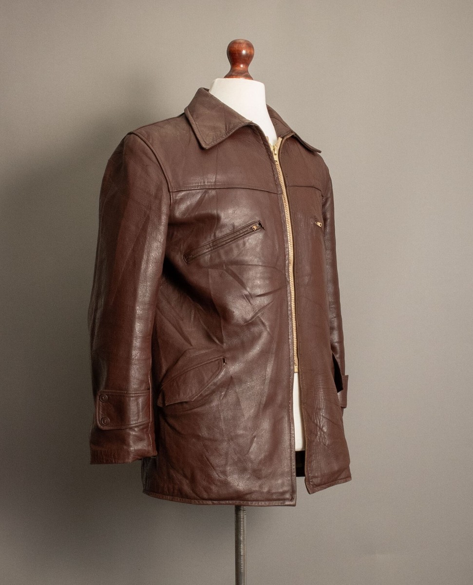Vintage 1940s French Leather Workwear Jacket - Small (38-40