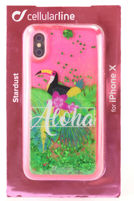 Cellularline Stardust Aloha Glitzer Handy Schutz Hülle Case Apple iPhone X 570