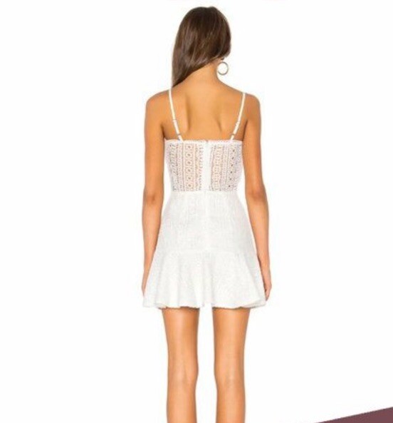 Revolve SUPERDOWN Del Crochet Keyhole Mini Dress White Sz S Club Sexy Cute
