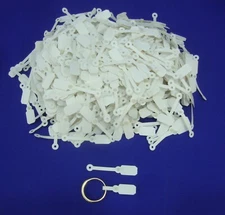500 Qty Blank Jewelry Price Tag White PVC Snap Lock size  0.33" x 0.6" x Loop 1"