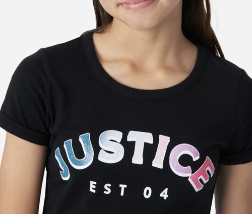 Justice Girls Size 7-8 Logo Ruched T-Shirt Dress in Black New with Tags - Picture 3 of 4