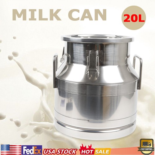 20L Stainless Steel Milk Can Wine Pail Bucket Jug Oil Storage Tank Canister NEW - Picture 1 of 12