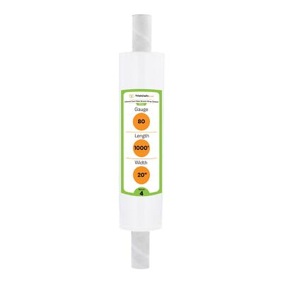 Cast Extended Core Pallet Stretch Shrink Film WHITE 20''x1000' 80 Ga 4 Rolls