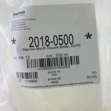Thermo 2018-0500 Narrow-Mouth Square Bottle HDPE 500ml 12pk