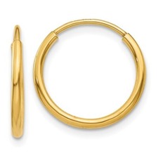 Real 14kt Yellow Gold 1.25mm Endless Hoop Earring