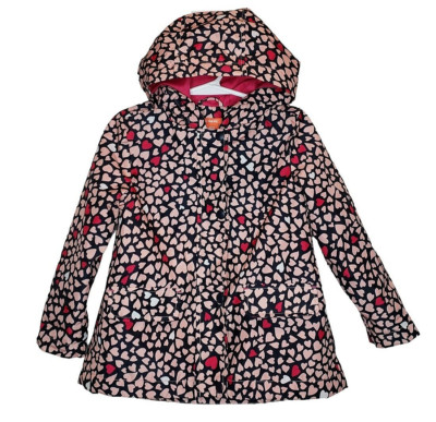 Joe Fresh Toddler Girls Size Pink Hearts Zip Snap Button Hooded