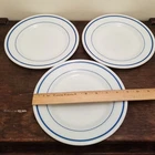Vintage 3 Pyrex Corning Tableware Blue Double Stripe Rim 9" Plate 708-16
